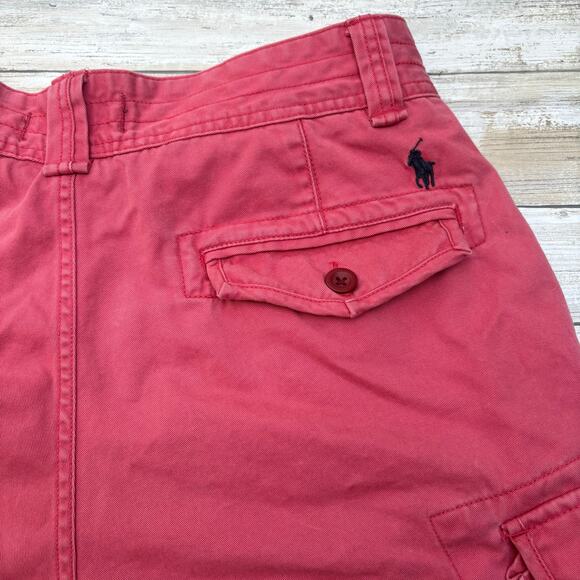 VTG Polo Ralph Lauren Shorts Sz 33 Red Cargo Pockets Relaxed Y2K Outdoor Casual - Picture 5 of 12